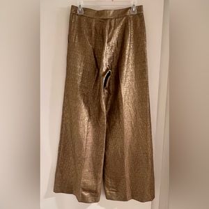 Etro gold toned metallic tailored palazzo pants